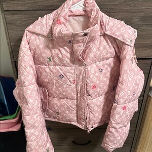 Pink Monogram Puffer Jacket size L